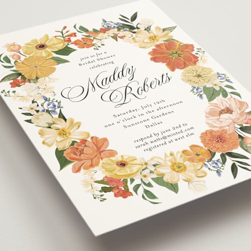 This is a citrus bridal shower invitations with standard by Susan Moyal called summer shower printing on signature in standard