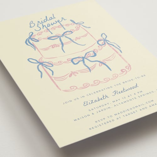 This is a daydream bridal shower invitations with standard by Vera Lim called bridalcake printing on signature in standard
