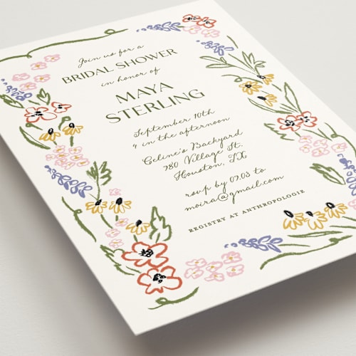 This is a grass bridal shower invitations with standard by Pati Cascino called spring printing on signature in standard