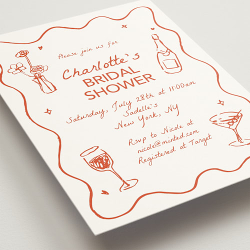 This is a verona sunset bridal shower invitations with standard by Cass Loh called chic soirée printing on signature in standard