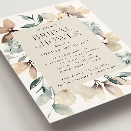 This is a dried botanicals bridal shower invitations with standard by Petra Kern called grande printing on signature in standard