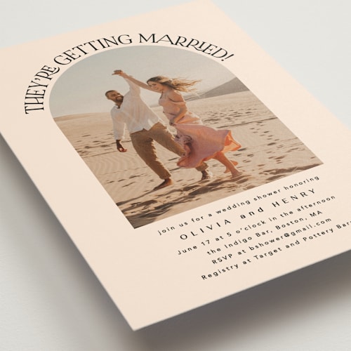 This is a desert bridal shower invitations with standard by Creo Study called shower arch printing on signature in standard