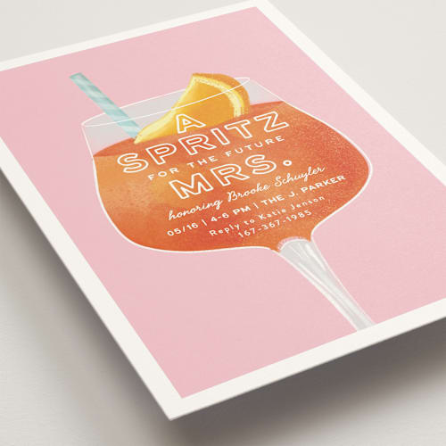 This is a grapefruit bridal shower invitations with standard by Olivia Raufman called the spritz printing on signature in standard