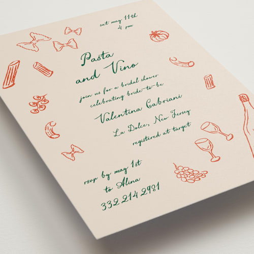 This is a tangerine bridal shower invitations with standard by Jelena Vuletic called sapori printing on signature in standard