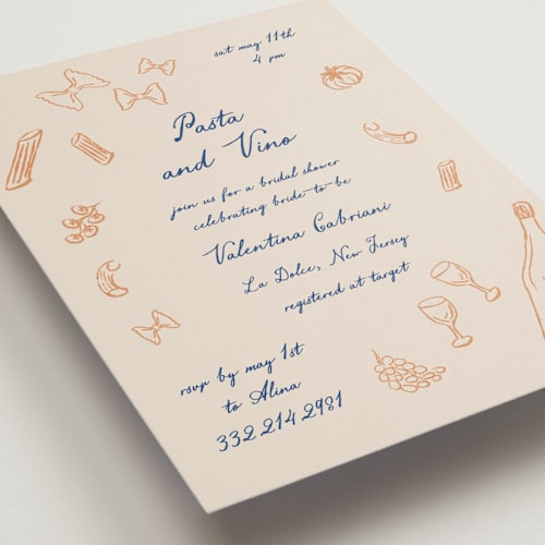 This is a carrot bridal shower invitations with standard by Jelena Vuletic called sapori printing on signature in standard