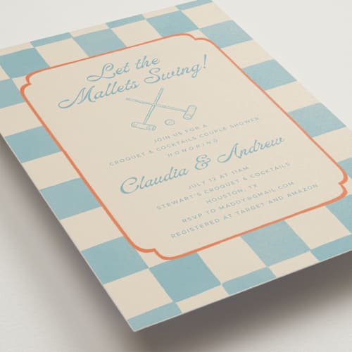 This is a sky bridal shower invitations with standard by Vera Lim called lets croquet printing on signature in standard