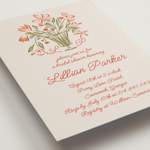 This is a poppy bridal shower invitations with standard by Maja Cunningham called flora printing on signature in standard
