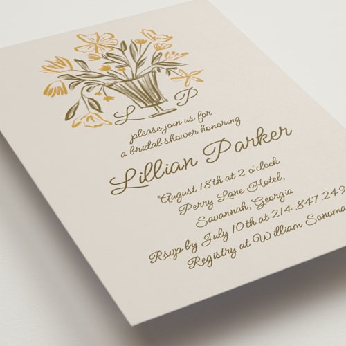 This is a sunshine bridal shower invitations with standard by Maja Cunningham called flora printing on signature in standard