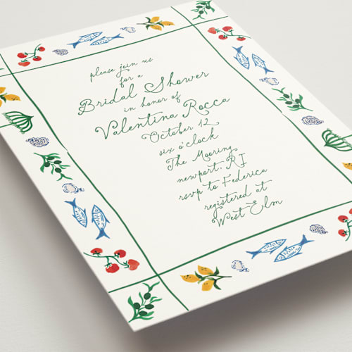 This is a kale bridal shower invitations with standard by Tamara Hilje called fresh border printing on signature in standard