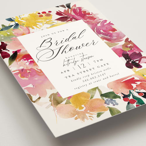 This is a petal bridal shower invitations with standard by Lori Wemple called magic flowers printing on signature in standard