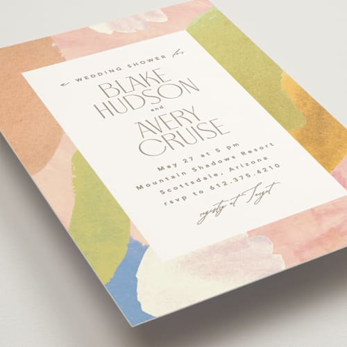 This is a apricot bridal shower invitations with standard by Creo Study called nature printing on signature in standard