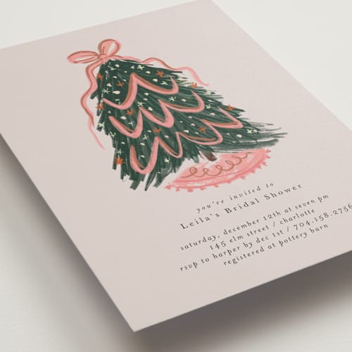 This is a peony bridal shower invitations with standard by Lori Wemple called merry christmas tree printing on signature in standard
