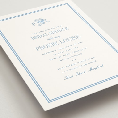 This is a sky bridal shower invitations with standard by Megan Davis called cheseapeake printing on signature in standard