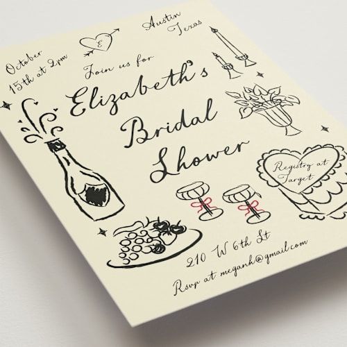 This is a champagne bridal shower invitations with standard by Helena Vitto called vintage lovers printing on signature in standard