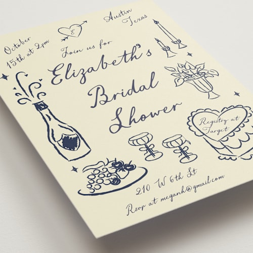 This is a midnight bridal shower invitations with standard by Helena Vitto called vintage lovers printing on signature in standard