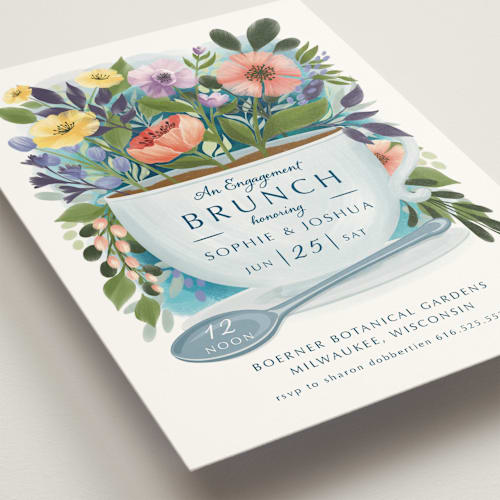 This is a bouquet engagement party invitations with standard by Paper Sun Studio called fresh floral brunch printing on signature in standard