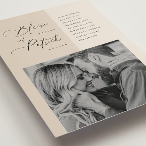 This is a parchment engagement party invitations with standard by Kaydi Bishop called by your side printing on signature in standard