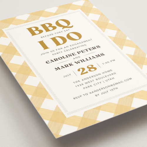 This is a honey engagement party invitations with standard by Robert and Stella called bbq before i do printing on signature in standard