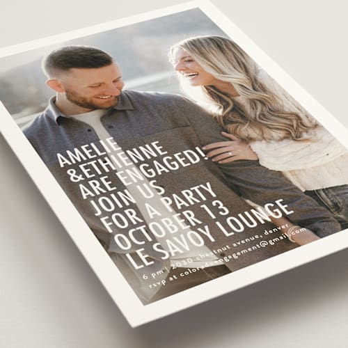 This is a opal engagement party invitations with standard by chocomocacino called vasilopita printing on signature in standard