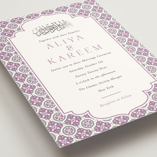 This is a iris foil stamped wedding invitations with foil pressed by Oma N. Ramkhelawan called kareem printing on signature in standard