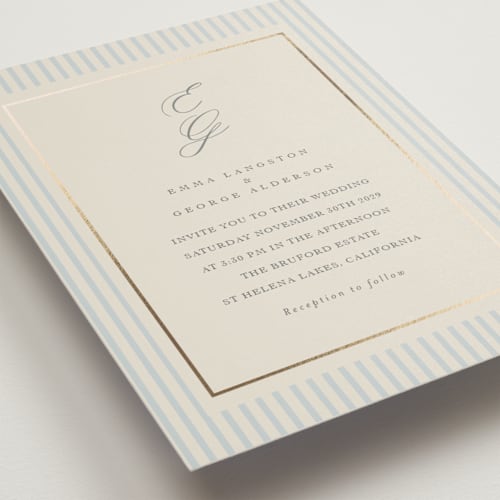 This is a provincial foil stamped wedding invitations with foil pressed by Angela Thompson called emma printing on signature in standard