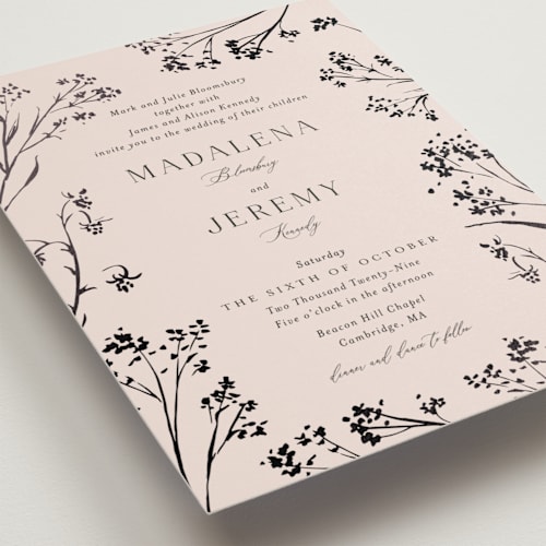 This is a powder foil stamped wedding invitations with foil pressed by frau brandt called shining florals printing on signature in standard
