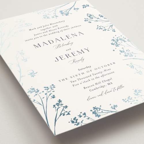 This is a ivory foil stamped wedding invitations with foil pressed by frau brandt called shining florals printing on signature in standard