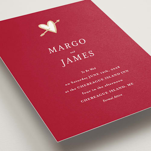 This is a ruby foil stamped wedding invitations with foil pressed by Ani Somi called amore printing on signature in standard