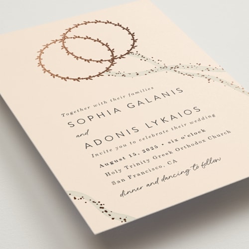 This is a linen foil stamped wedding invitations with foil pressed by Maria Hilas-Louie called stefana printing on signature in standard
