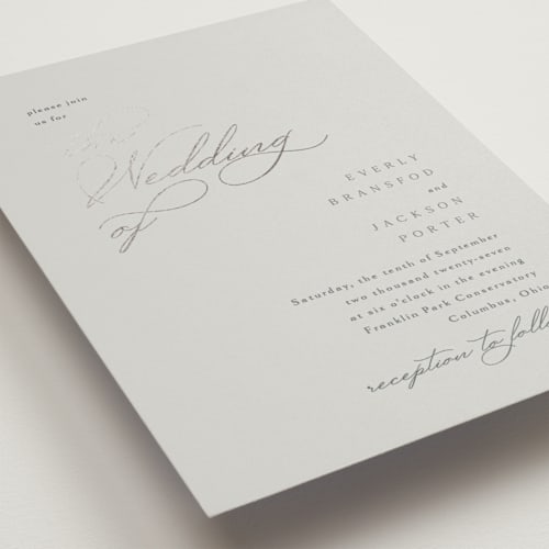 This is a stone foil stamped wedding invitations with foil pressed by Kaydi Bishop called eternal printing on signature in standard
