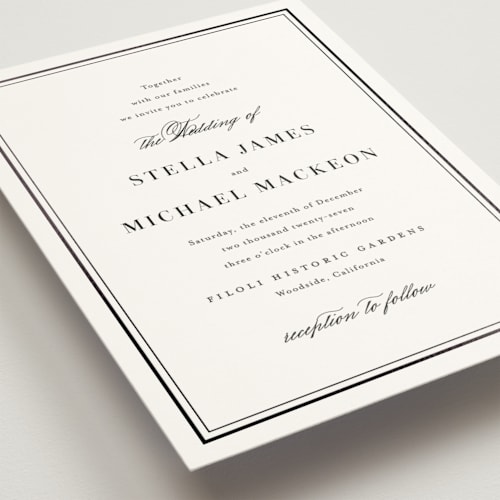 This is a cotton foil stamped wedding invitations with foil pressed by Jennifer Postorino called polished printing on signature in standard
