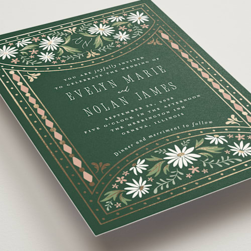 This is a garden foil stamped wedding invitations with foil pressed by Erin German called sadie printing on signature in standard