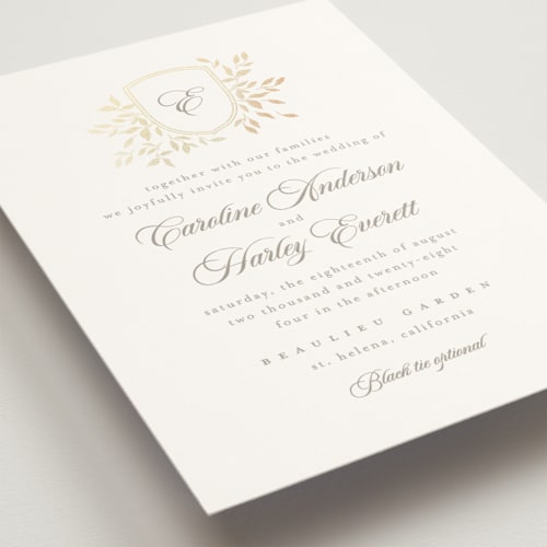This is a chiffon foil stamped wedding invitations with foil pressed by Kristie Kern called aperol printing on signature in standard
