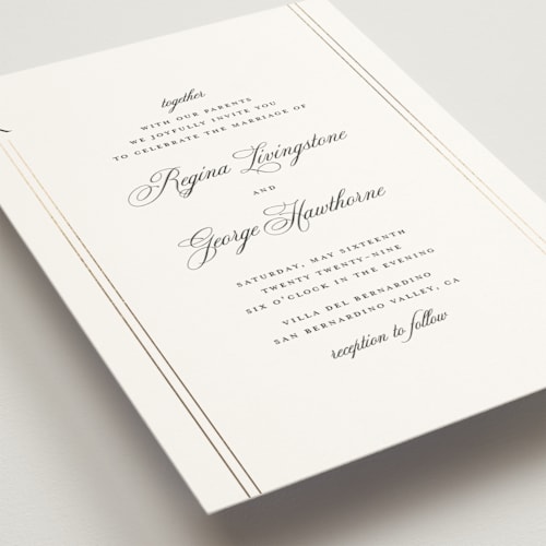 This is a quartz foil stamped wedding invitations with foil pressed by Jelena Vuletic called elencourt printing on signature in standard