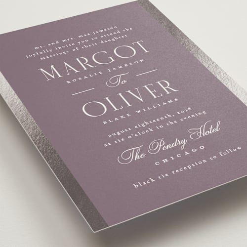 This is a vineyard foil stamped wedding invitations with foil pressed by Kristie Kern called the ritz printing on signature in standard