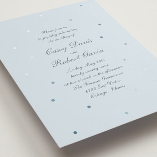 This is a sea foil stamped wedding invitations with foil pressed by Baumbirdy called pearls printing on signature in standard