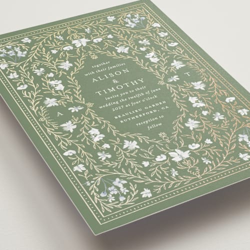 This is a morris foil stamped wedding invitations with foil pressed by Claudia Orengo called victorian printing on signature in standard