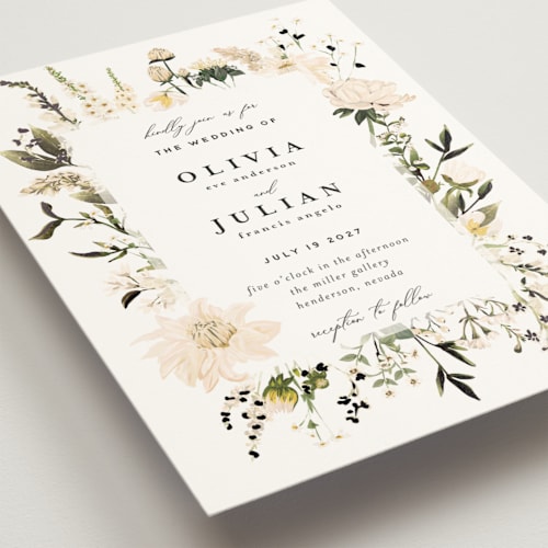 This is a chiffon foil stamped wedding invitations with foil pressed by Susan Moyal called lush printing on signature in standard