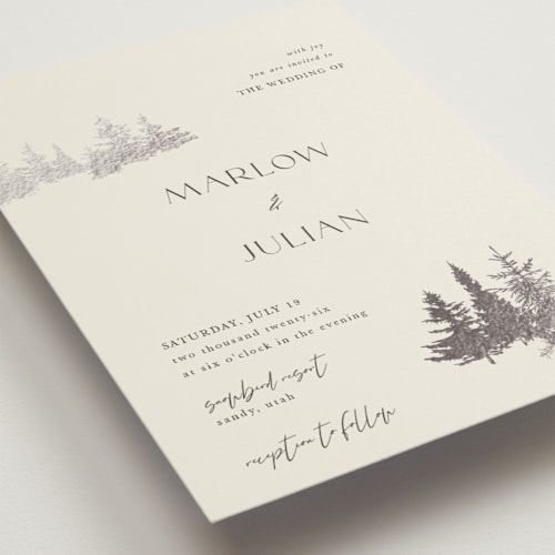 This is a fallen snow foil stamped wedding invitations with foil pressed by Robin Ott called vista printing on signature in standard