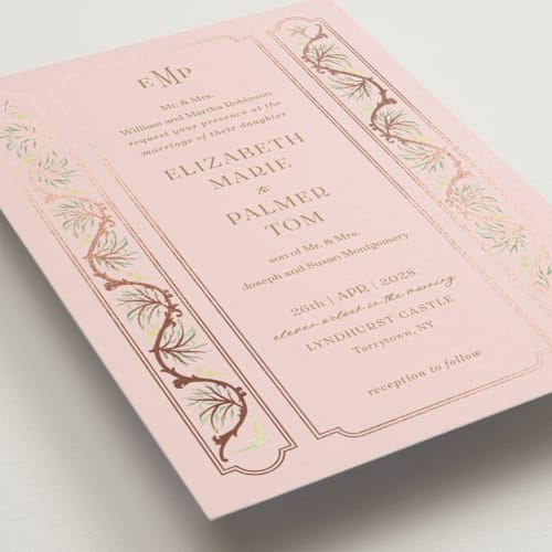 This is a night jar foil stamped wedding invitations with foil pressed by Claudia Orengo called castle printing on signature in standard