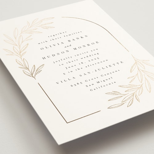 This is a ink foil stamped wedding invitations with foil pressed by Kristie Kern called bianca printing on signature in standard