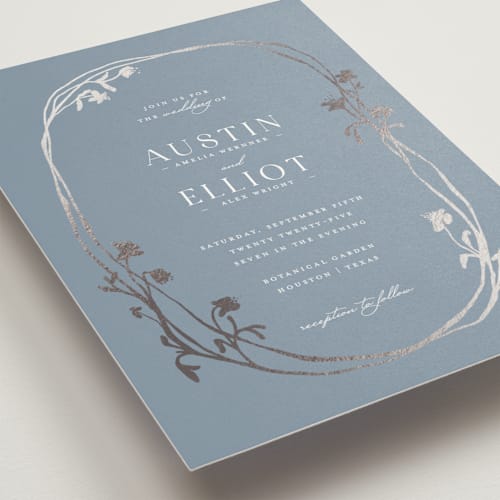 This is a ashley foil stamped wedding invitations with foil pressed by Pati Cascino called floral enlace printing on signature in standard