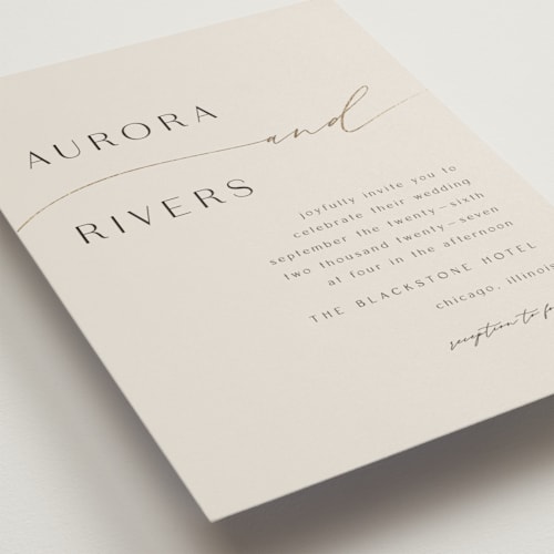 This is a smoke foil stamped wedding invitations with foil pressed by Olivia Raufman called gathering printing on signature in standard