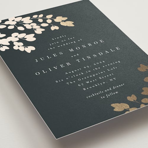 This is a deep sea foil stamped wedding invitations with foil pressed by Kristie Kern called loire printing on signature in standard