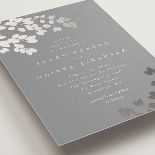 This is a platinum foil stamped wedding invitations with foil pressed by Kristie Kern called loire printing on signature in standard