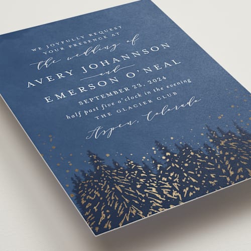 This is a midnight foil stamped wedding invitations with foil pressed by Kristie Kern called aspen printing on signature in standard