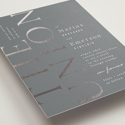 This is a steel foil stamped wedding invitations with foil pressed by Kristie Kern called finley printing on signature in standard