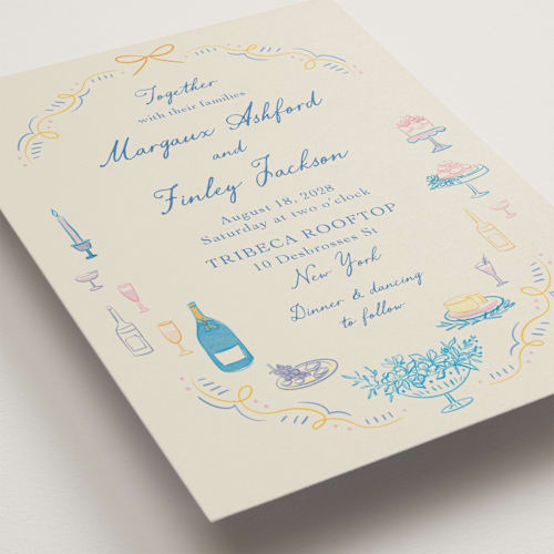 This is a sunrise wedding invitations with standard by Elly called dining printing on signature in standard