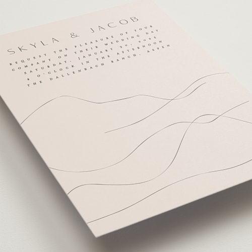 This is a ivory wedding invitations with standard by Angela Thompson called mountains printing on signature in standard