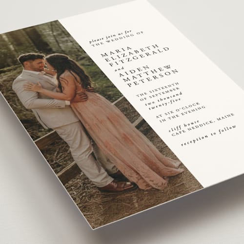 This is a platinum wedding invitations with standard by Heather Schertzer called portrait printing on signature in standard